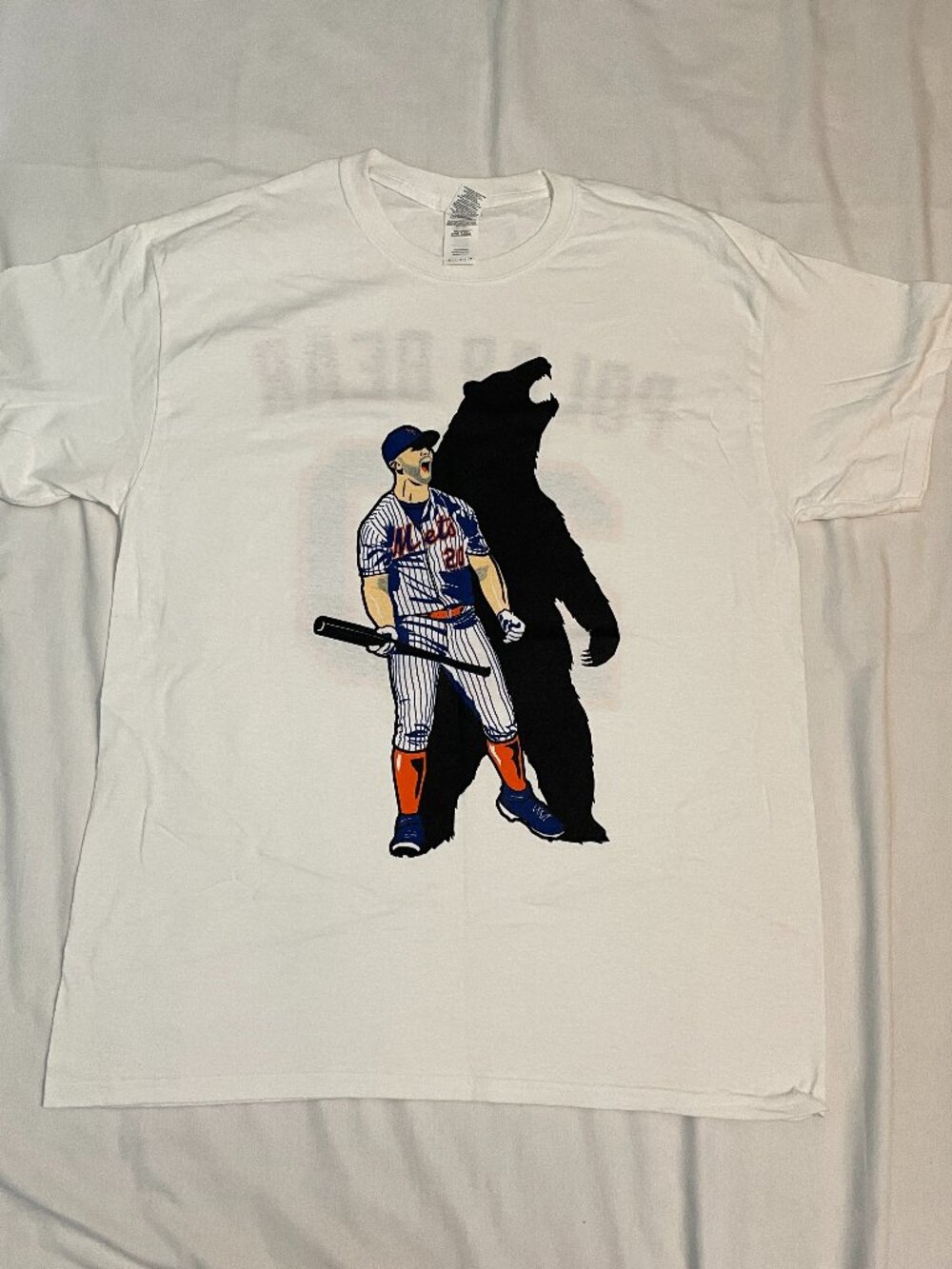 New York Mets Game Giveway T Shirt Pete Alonso Polar Bear Graphic White Large